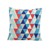 Thumbnail for a blue, red and white pillow with a triangle pattern