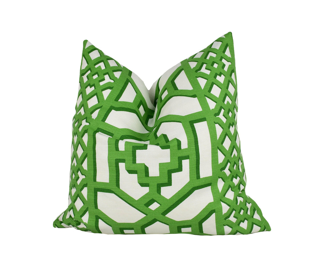 Schumacher - Zanzibar Trellis Matte - Jade - Elsie de Wolfe Inspired Designer Cushion Cover - Handmade Throw Pillow - Luxury Home Decor.