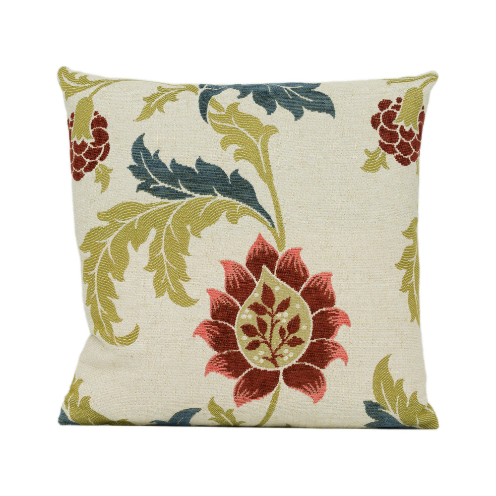 William Morris - Evenlode Trail - Indigo / Brick - Woven Tapestry Floral Cushion Cover Handmade Throw Pillow Designer Home Décor.