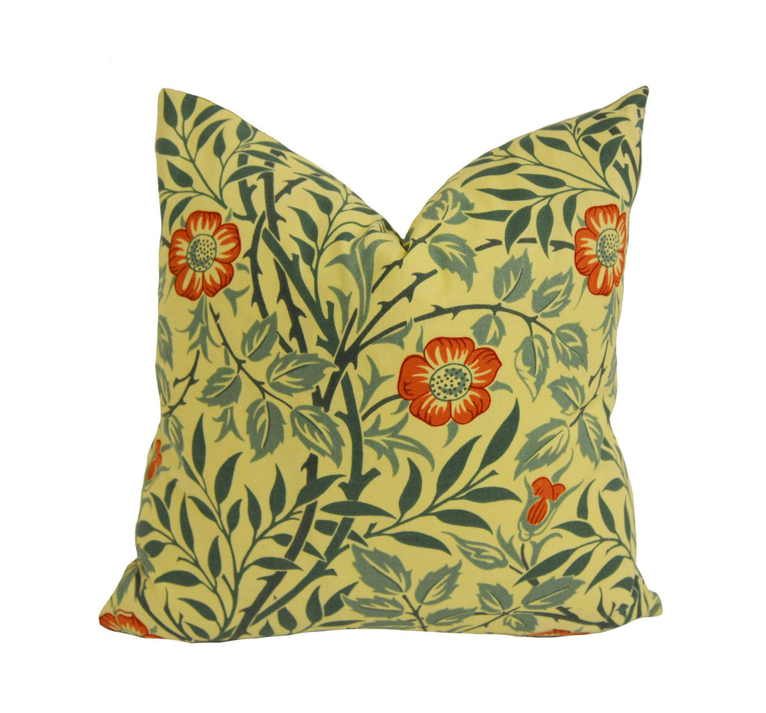 William Morris - Sweet Briar - Green / Coral - Cushion Cover Throw Pillow Designer Home Decor.