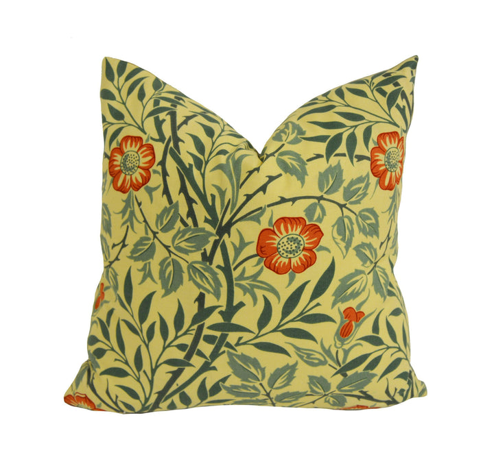 William Morris - Sweet Briar - Green / Coral - Cushion Cover Throw Pillow Designer Home Decor.