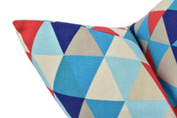 Thumbnail for a blue, red, and white pillow with a triangle pattern