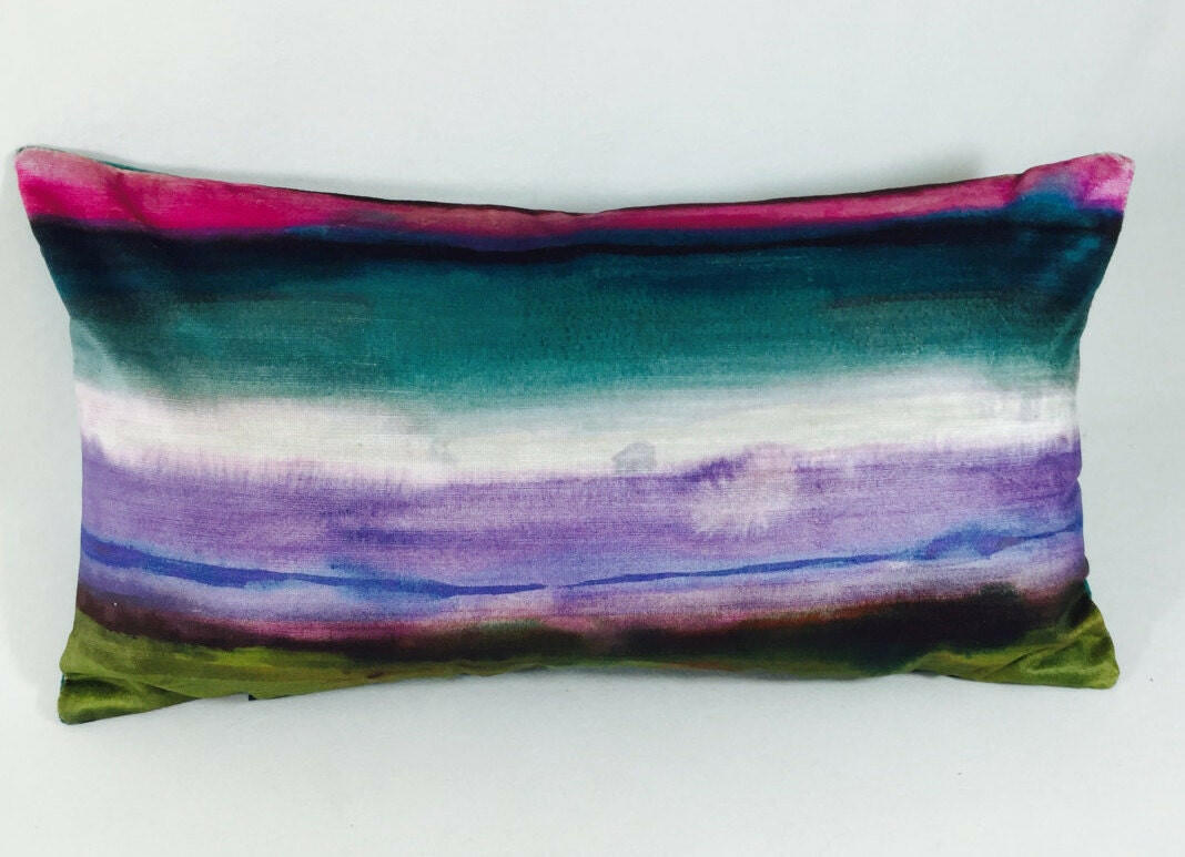 Voyage - Jadu - Indigo - Abstract Bleeding Iridescent Watercolour Cushion Cover - Handmade Throw Pillow Designer Home Decor.