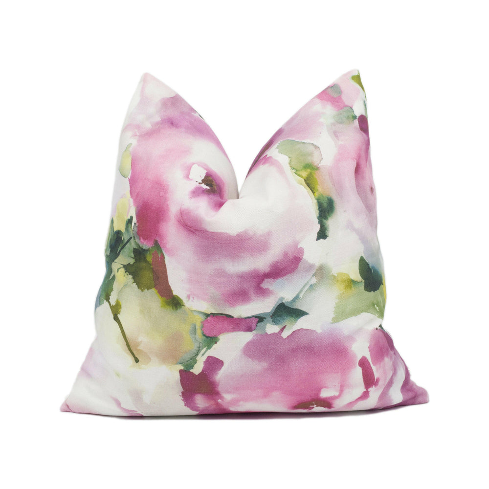 Voyage - Rosa - Peony - Beautiful Large Scale Painterly Watercolour Floral Cushion Cover - Handmade Throw Pillow - Designer Home Décor.