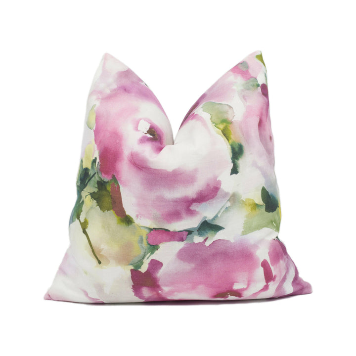Voyage - Rosa - Peony - Beautiful Large Scale Painterly Watercolour Floral Cushion Cover - Handmade Throw Pillow - Designer Home Décor.