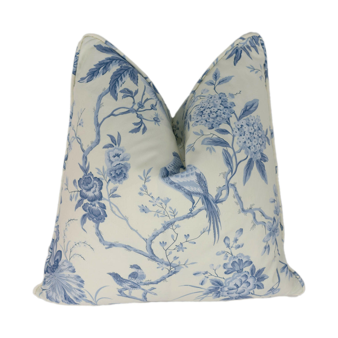 Sanderson - Pillemont Toile - Ivory / China Blue - Stunning Designer Cushion Cover Home Decor Throw Pillow.
