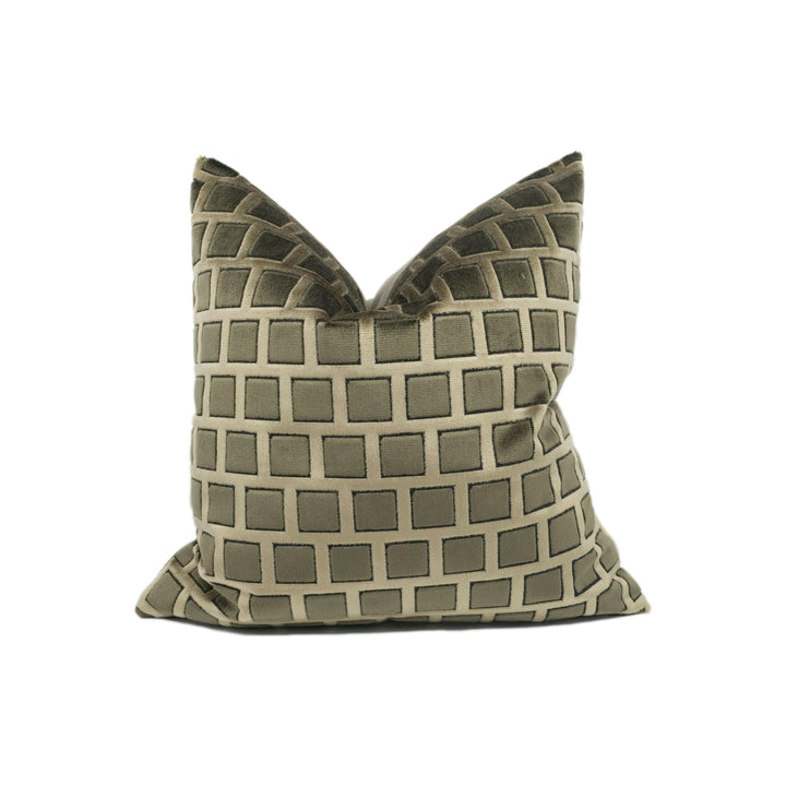 Panaz - Monroe - Mocha - Modern Brown Geometric Velvet Designer Cushion Cover - Handmade Throw Pillow - Luxury Home Decor.