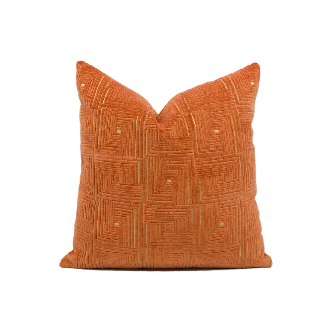 Jane Churchill - Orson - Copper - Escher Inspired Bizarre Geometric Optical Illusion Designer Cushion Cover - Luxury Throw Pillow - Handmade.