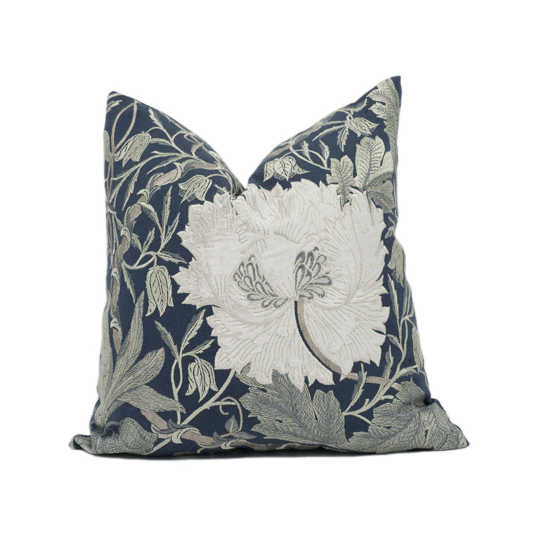 William Morris - Pure Honeysuckle & Tulip Embroidery - Inky Purple - Classic Cushion Cover - Handmade Throw Pillow - Designer Home Décor.