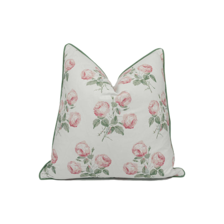 Colefax and Fowler - Bowood - Pink / Leaf Chintz - Iconic Rose Floral Designer Cushion Cover - Luxury Chintz Throw Pillow - Handmade Decor.