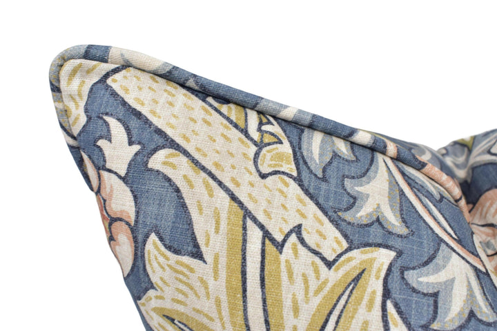 William Morris - Trent - Woad Blue - Rich Vibrant English Garden Floral Designer Cushion Cover - Luxuy Throw Pillow - Handmade Home Decor.
