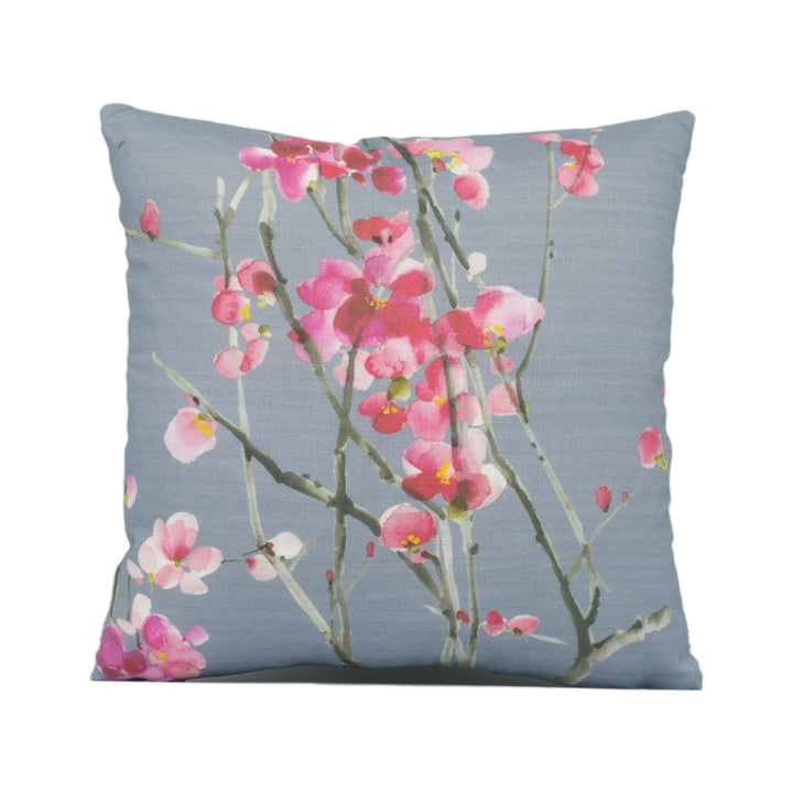 Voyage - Seville - Blossom / Slate - Beautiful Japanese Cherry Blossom Cushion Cover - Handmade Throw Pillow - Designer Home Décor.