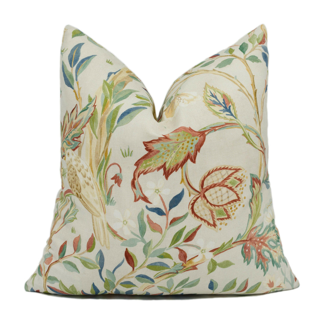 William Morris - Melsetter - Linen - Classic Floral Fruit Tree Bird Cushion Cover - Handmade Throw Pillow - Designer Home Décor.