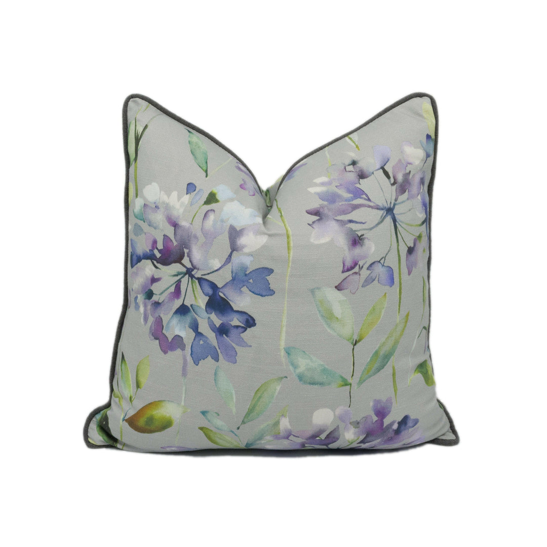 Voyage - Clovelly - Violet - Stunning Floral Watercolour Cushion Cover - Handmade Throw Pillow - Designer Home Decor.