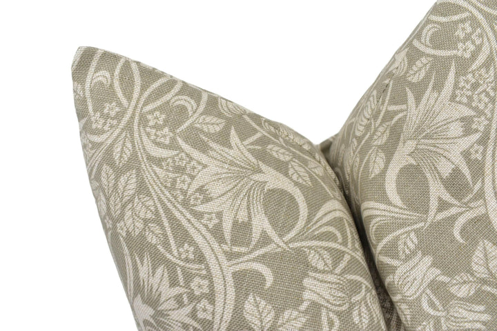 GP and J Baker - Fritillerie - Warm Grey - Timeless Delicate Scrollwork Floral Designer Cushion Cover - Luxury Throw Pillow - Handmade Home.