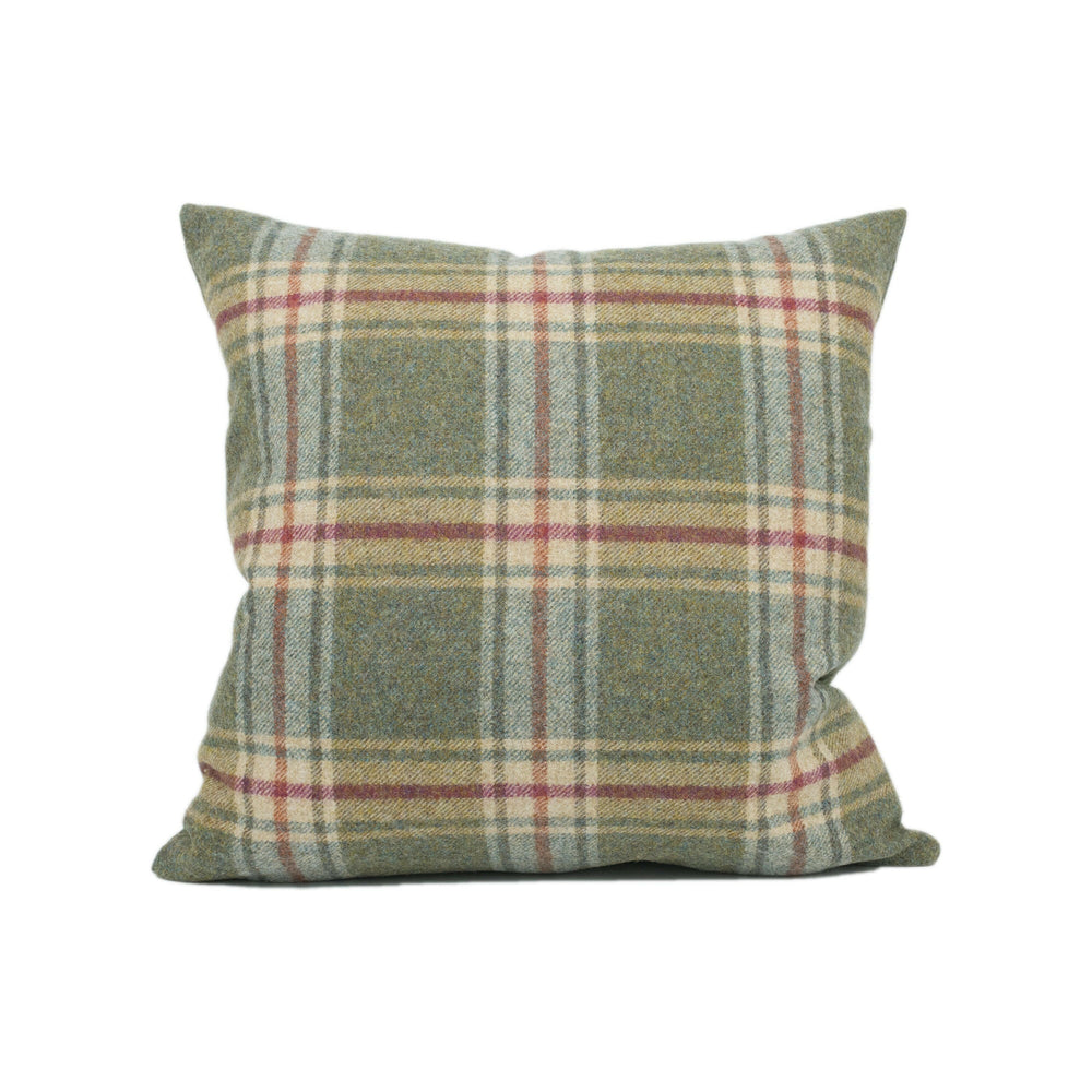 Abraham Moon - Arncliffe - Olivine -  100% Wool Cushion Cover - Designer Plaid Pillow Cover - Handmade Custom Abraham Moon Pillow.