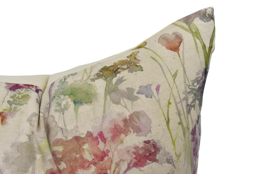 Voyage - Ilinizas - Poppy Natural - Elegant Watercolour Country Meadow Designer Cushion Cover - Luxury Throw Pillow - Handmade Home Decor.