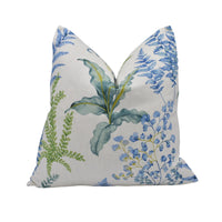 Thumbnail for a white pillow with blue and green flowers on it