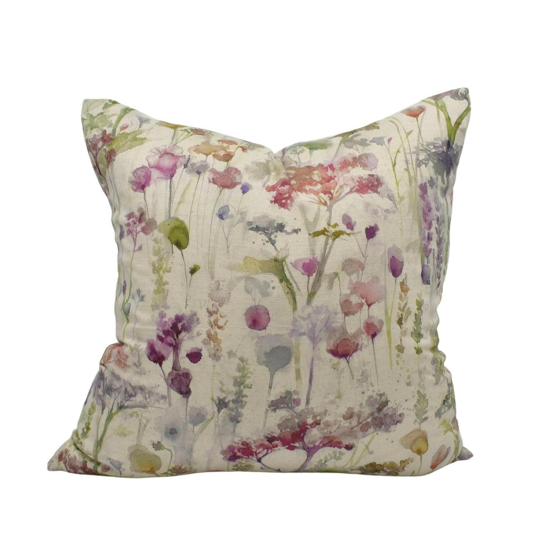 Voyage - Ilinizas - Poppy Natural - Elegant Watercolour Country Meadow Designer Cushion Cover - Luxury Throw Pillow - Handmade Home Decor.