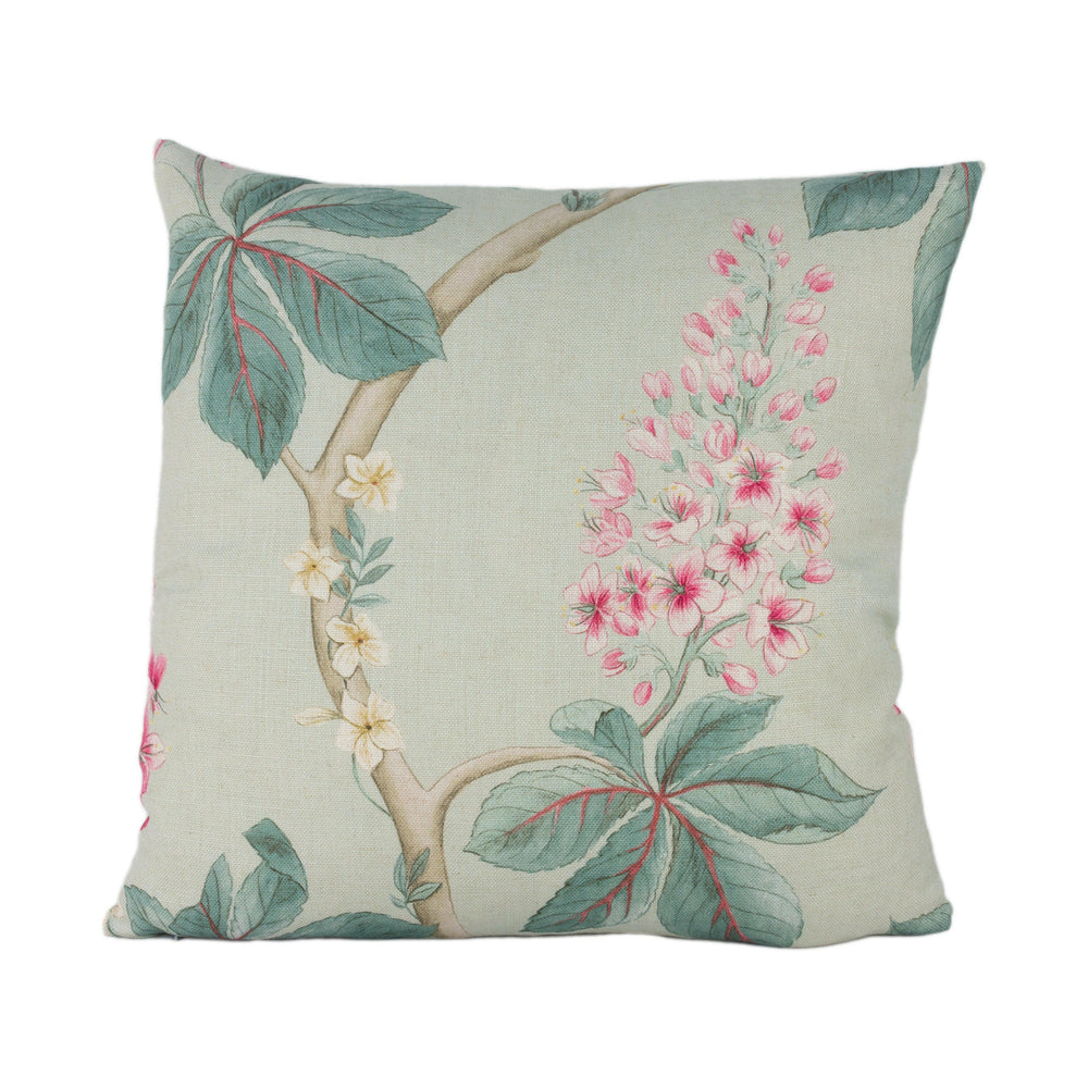 Sanderson - Chestnut Tree - Seaspray / Peony - Traditional Trailing Chestnut Blossom Designer Cushion Cover - Luxury Throw Pillow - Handmade.