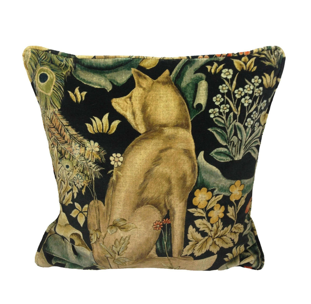 William Morris - Forest Velvet - Charcoal - Self-Piped Cushion Cover Throw Pillow Designer Home Decor.