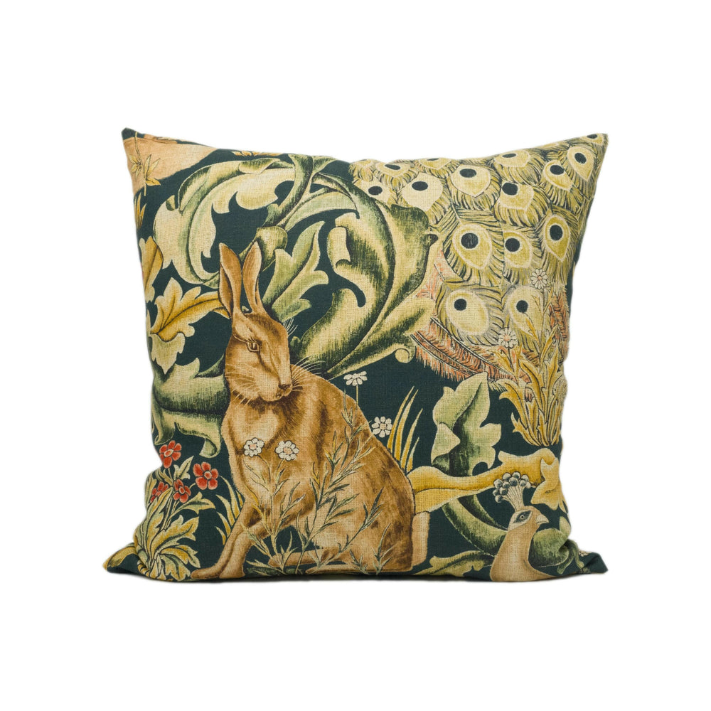 William Morris - Forest Linen - Charcoal - Elegant English Countryside Wildlife Cushion Cover - Handmade Throw Pillow - Designer Home Décor.