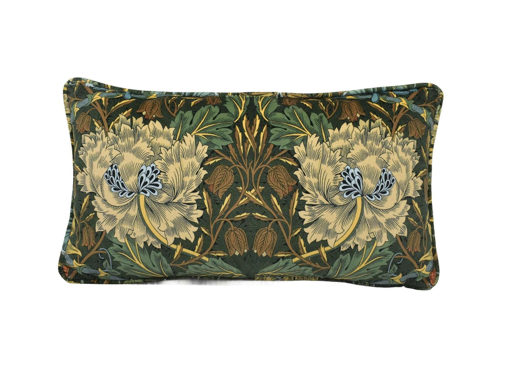 William Morris - Honeysuckle & Tulip Velvet - Forest / Chestnut - Gorgeous Sumptuous Velvet Floral Designer Cushion Cover - Luxury Throw.