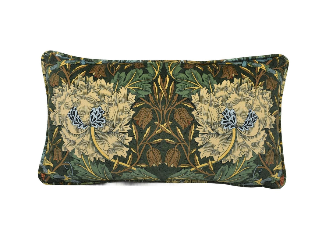 William Morris - Honeysuckle & Tulip Velvet - Forest / Chestnut - Gorgeous Sumptuous Velvet Floral Designer Cushion Cover - Luxury Throw.