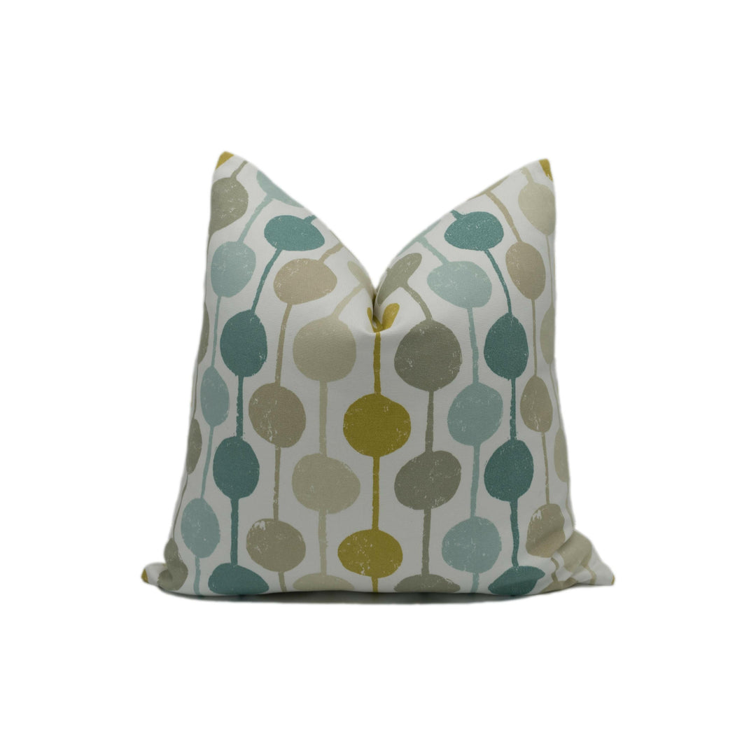Scion - Taimi - Seaglass / Chalk / Honey - Cheerful Circles and Stripes Cushion Cover - Handmade Throw Pillow Designer Home Decor.