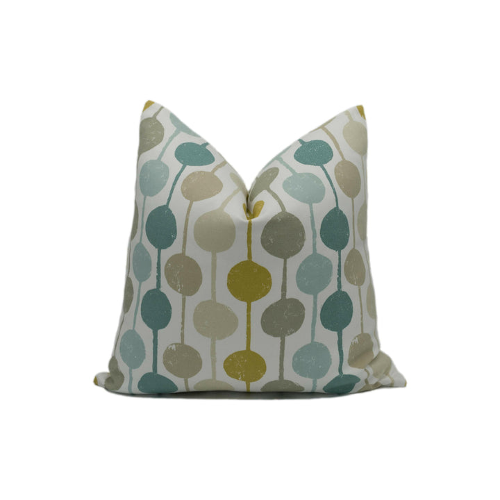 Scion - Taimi - Seaglass / Chalk / Honey - Cheerful Circles and Stripes Cushion Cover - Handmade Throw Pillow Designer Home Decor.