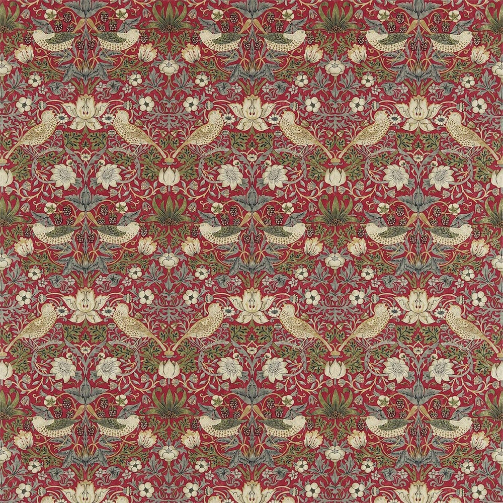 William Morris - Strawberry thief - Crimson/Slate - Made To Measure Professionally Made Roman Blind.