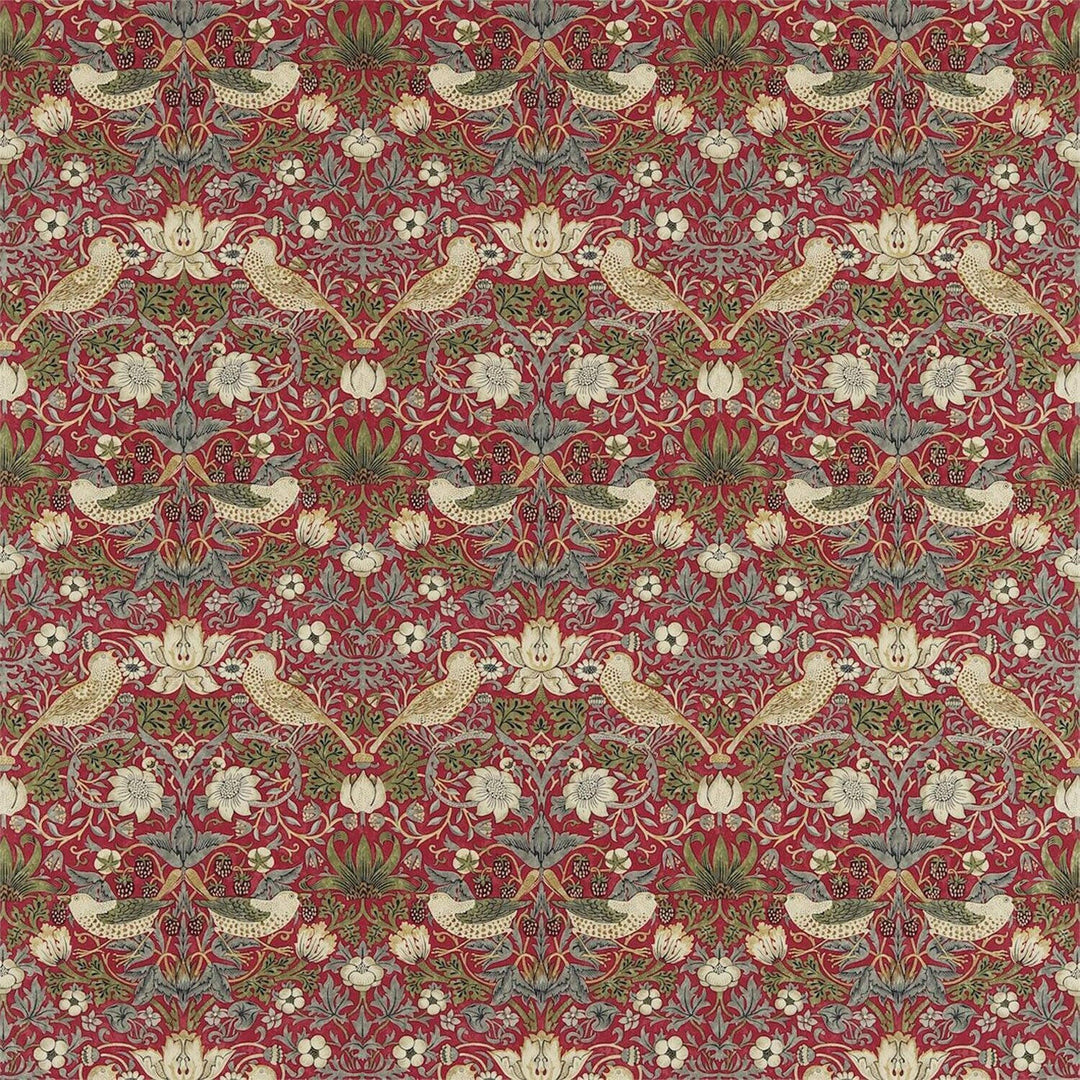 William Morris - Strawberry thief - Crimson/Slate - Made To Measure Professionally Made Roman Blind.