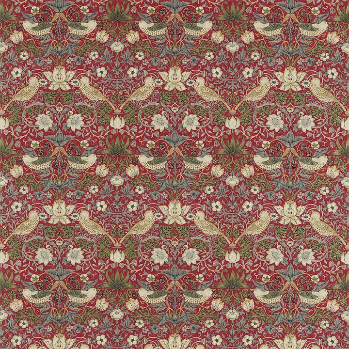 William Morris - Strawberry thief - Crimson/Slate - Made To Measure Professionally Made Roman Blind.