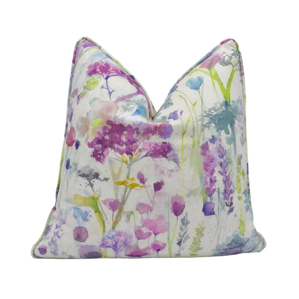 Voyage - Ilinizas - Summer - Elegant Watercolour Floral Meadow Designer Cushion Cover - Luxury Throw Pillow - Handmade Home Decor.