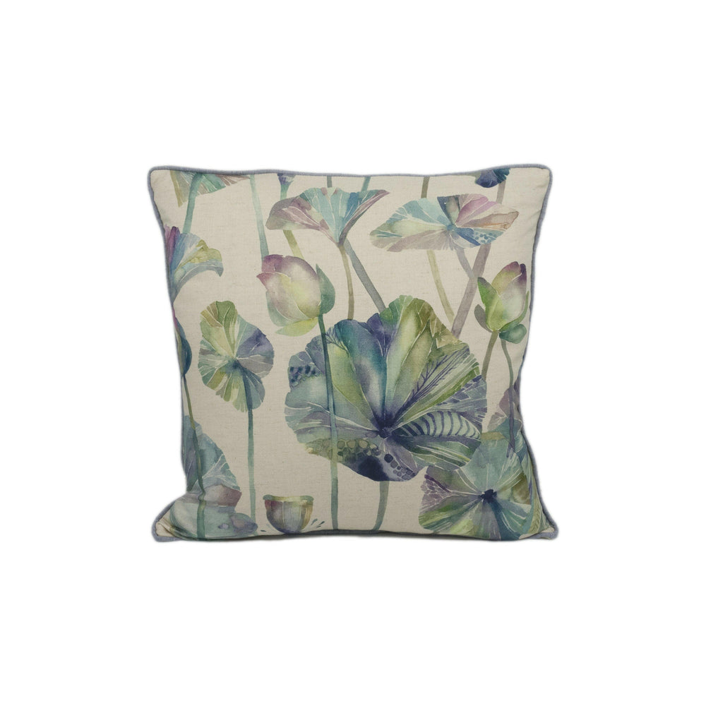 Voyage - Cheriton - Skylark - Stunning Watercolour Lotus Cushion Cover - Handmade Throw Pillow Designer Home Decor.