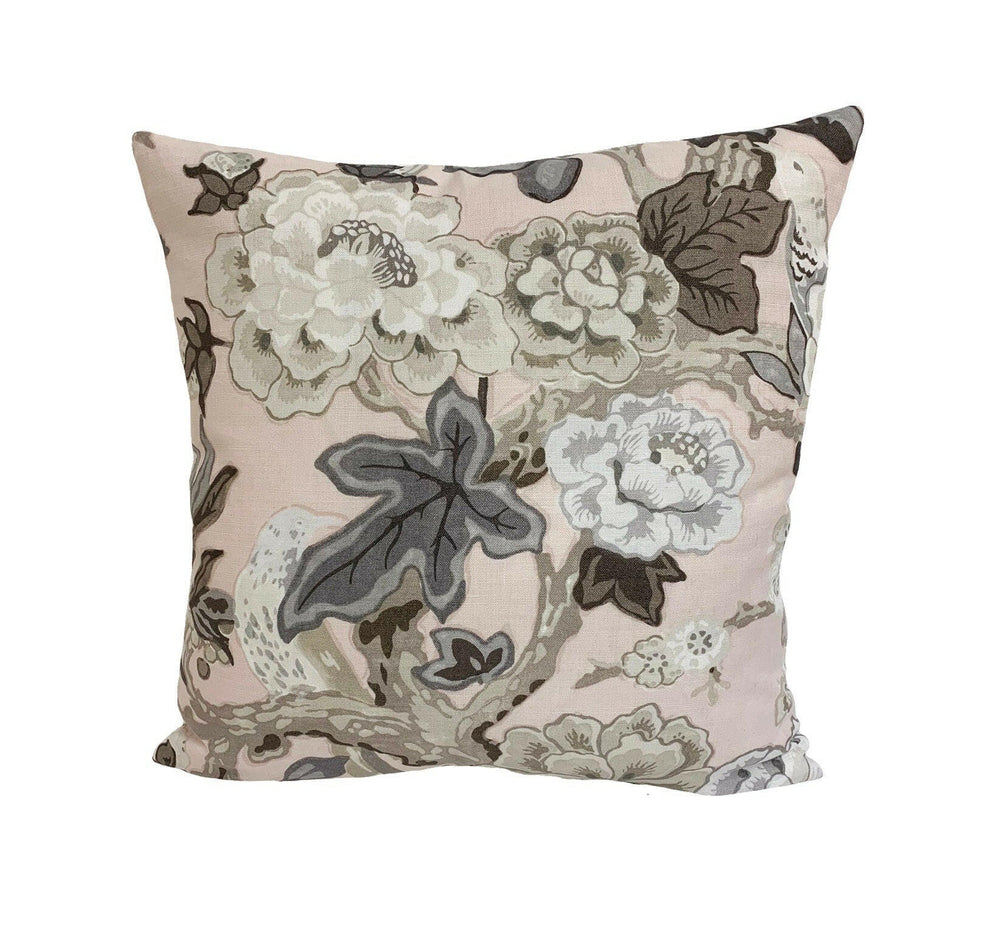 Schumacher / Mary McDonald - Bermuda Blossoms - Blush - Bold Traditional Floral Cushion Cover - Handmade Throw Pillow Designer Home Decor.