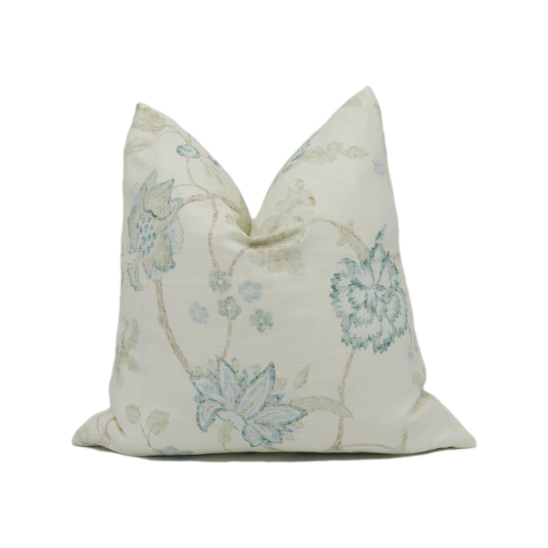 Lee Jofa - Avignon - Aqua / Sage - Sophisticated Floral Cushion Cover - Handmade Throw Pillow - Designer Home Décor.