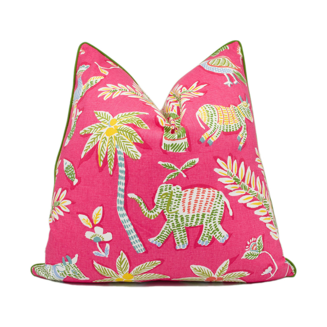 Thibaut - Goa - Pink - Primitive Cave Drawing Inspired Designer Cushion Cover - Luxury Home Decor - Handmade Home Decor.