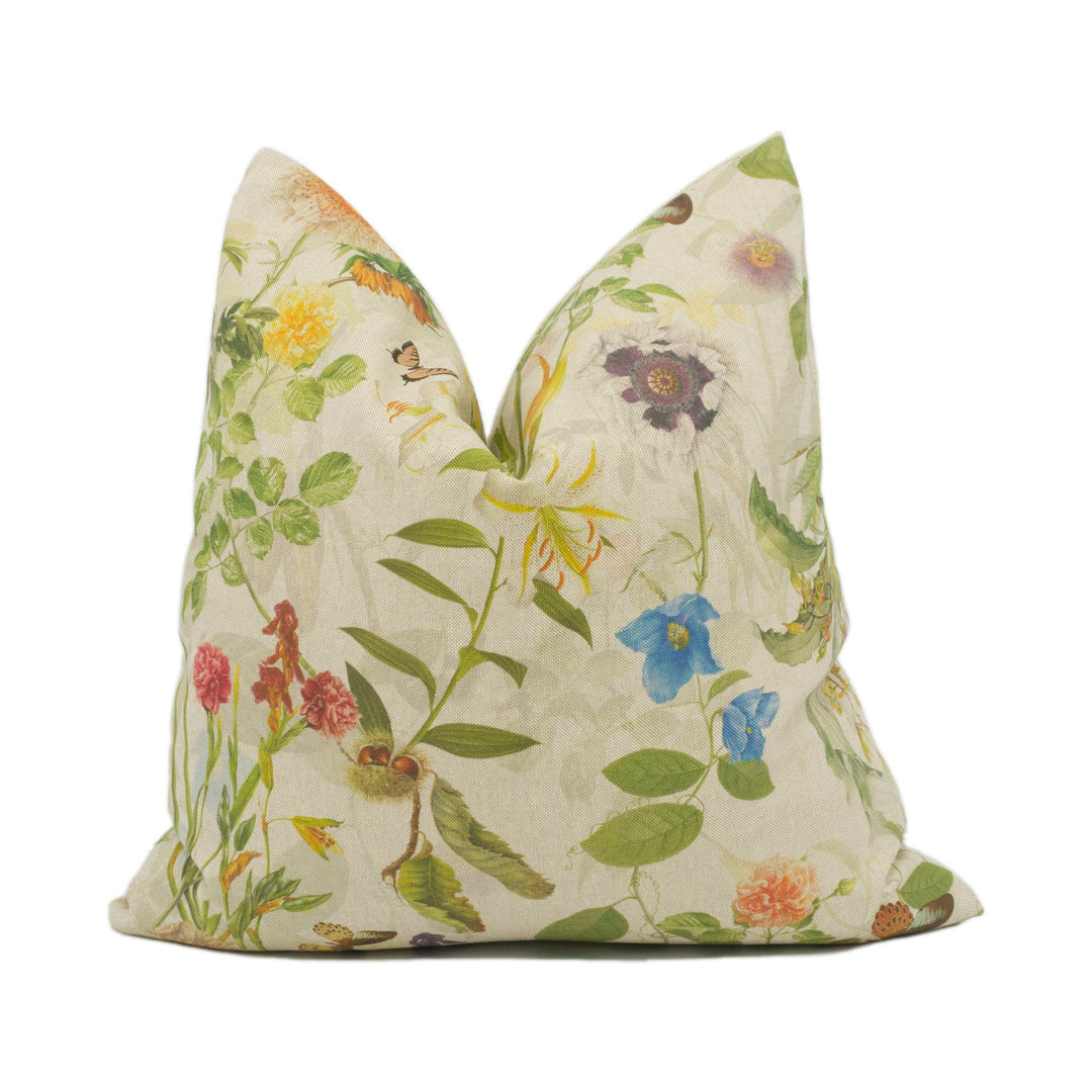 Clarke and Clarke - Secret Garden - Linen - Charming Wildflower Butterfly Garden Floral Cushion - Handmade Throw Pillow - Designer Home.
