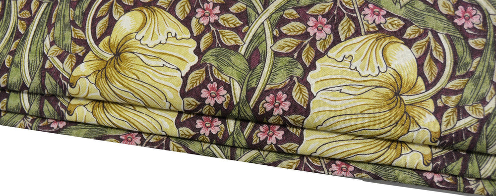 William Morris - Pimpernel - Aubergine / Olive - Made To Measure Professionally Made Roman Blind.