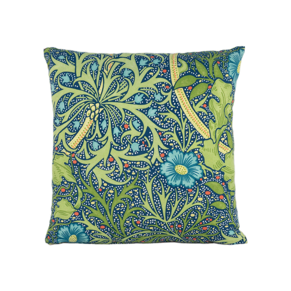 William Morris - Seaweed - Cobalt / Thyme - Cushion Cover Throw Pillow Designer Home Decor.