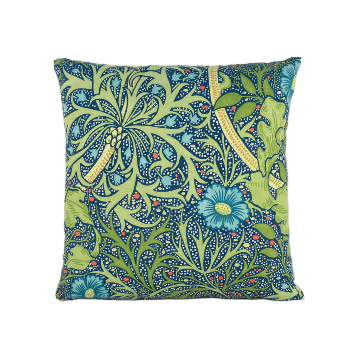 William Morris - Seaweed - Cobalt / Thyme - Cushion Cover Throw Pillow Designer Home Decor.
