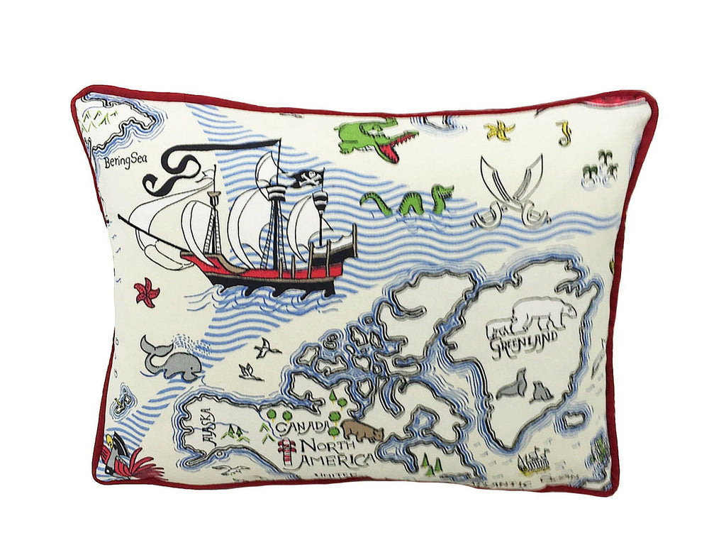 Sanderson - Treasure Map - Vanilla - Children's Cushion Cover Throw Pillow Designer Home Decor.