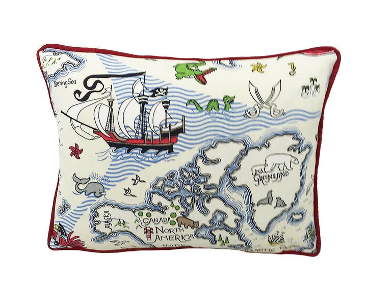 Sanderson - Treasure Map - Vanilla - Children's Cushion Cover Throw Pillow Designer Home Decor.