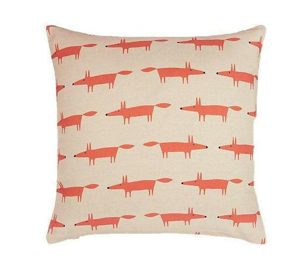 Scion - Little Fox - Neutral / Spice - Super Cute Mini Mr Fox Cushion Cover - Handmade Throw Pillow Designer Home Decor.