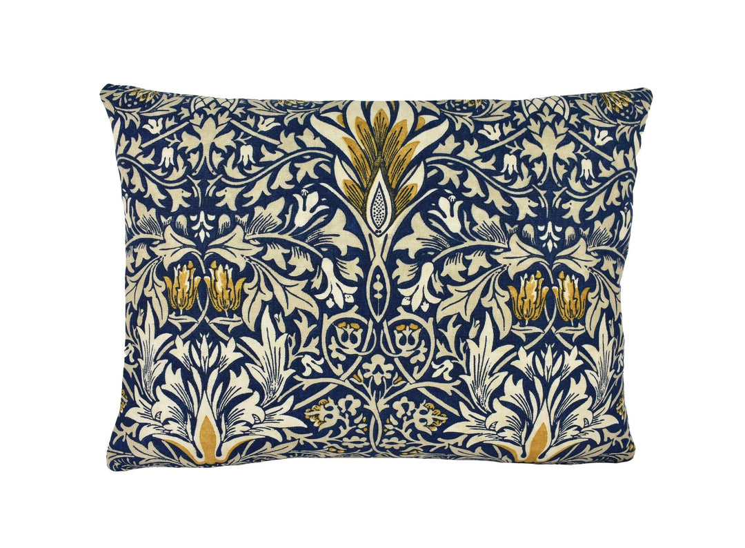 William Morris - Snakeshead  - Indigo / Hemp  Cushion Cover Throw Pillow Designer Home Decor.