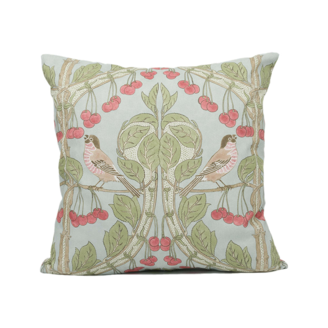 GP and J Baker - Birds & Cherries - Soft Blue - Charming Floral Bird Designer Cushion Cover  - Luxury Throw Pillow - Handmade Home Décor.