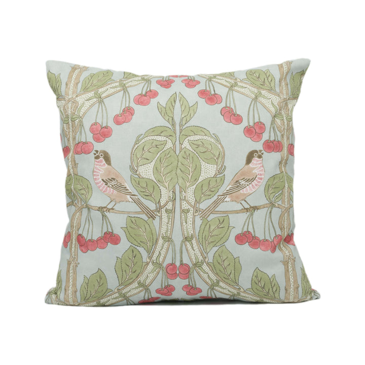 GP and J Baker - Birds & Cherries - Soft Blue - Charming Floral Bird Designer Cushion Cover  - Luxury Throw Pillow - Handmade Home Décor.