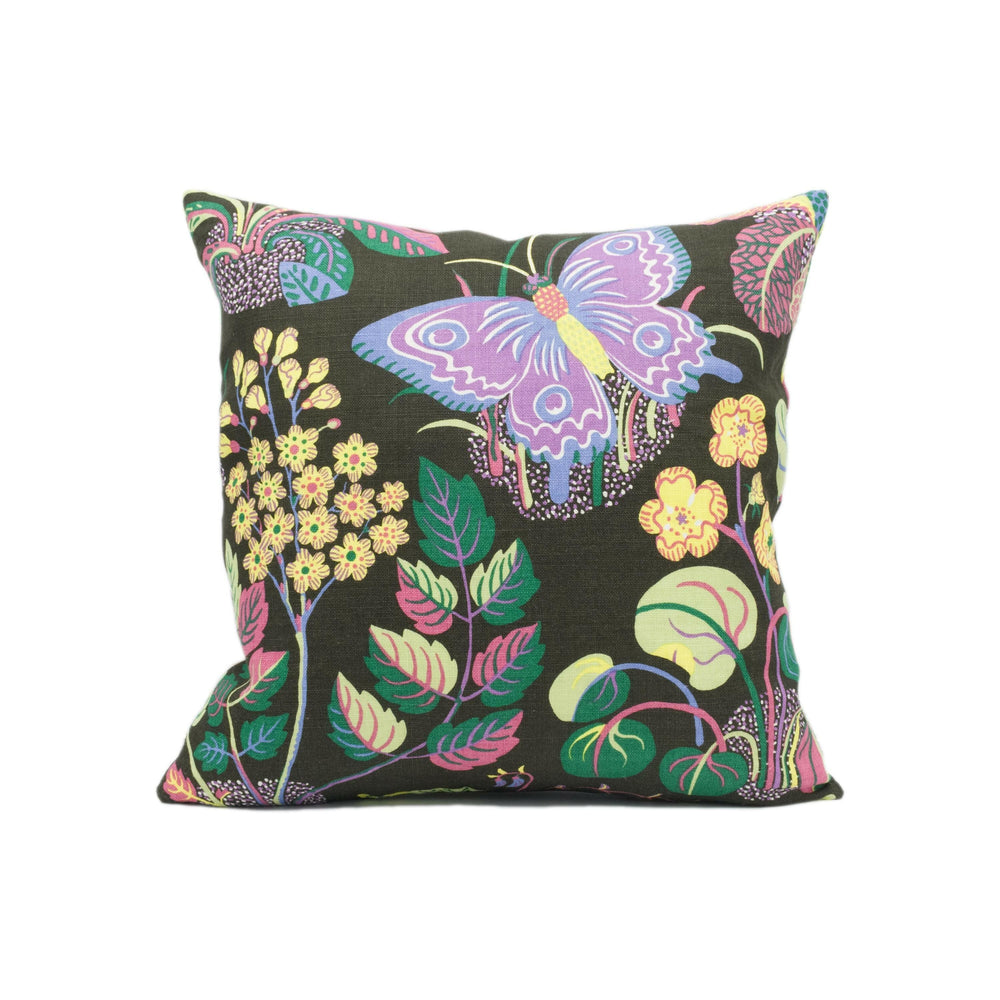 Schumacher - Exotic Butterfly - Black - Signature Josef Frank Whimsical Butterfly Designer Cushion Cover - Luxury Throw Pillow - Handmade.