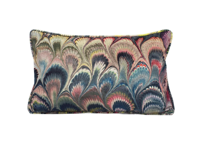 Beata Heuman - Marbleized Velvet - Marvellous Sumptuous Unique Marbled Designer Cushion Cover - Handmade Home Décor - Luxury Throw Pillow.